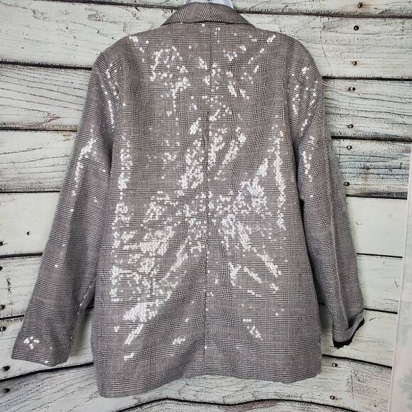 Maurices Women’s Plus 2X Sequin Plaid Open Front Blazer Jacket - Picture 5 of 8